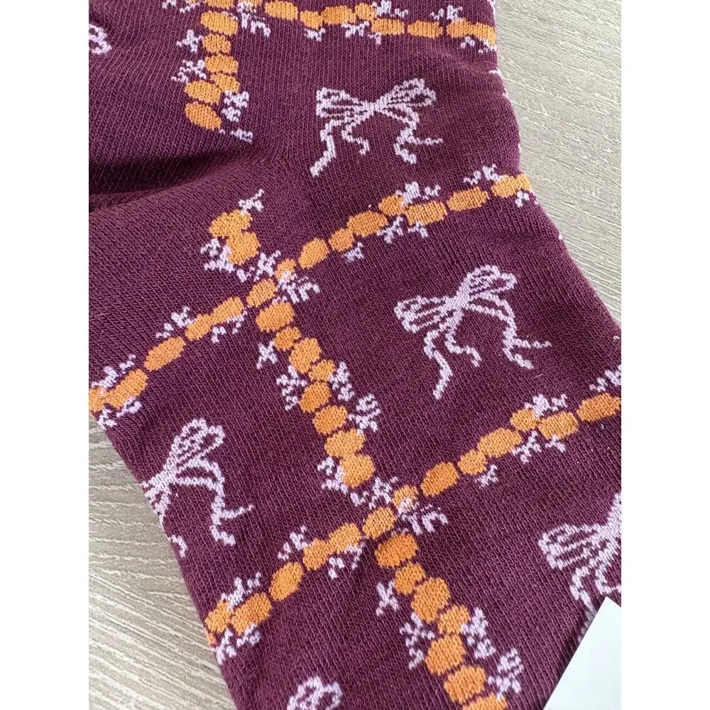 Free People bundle of 3 Tie a Bow Socks Purple Orange Raspberry Ice New‎ w/ Tags